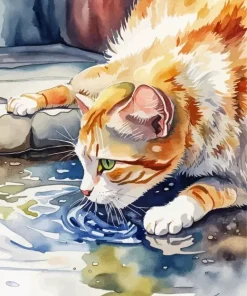 Drinking Cat Diamond Painting