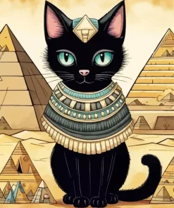 Egyptian Black Cat Diamond Painting