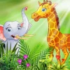 Elephant And Giraffe Art Diamond Painting
