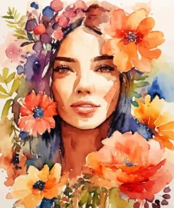 Face And Flowers Art Diamond Painting
