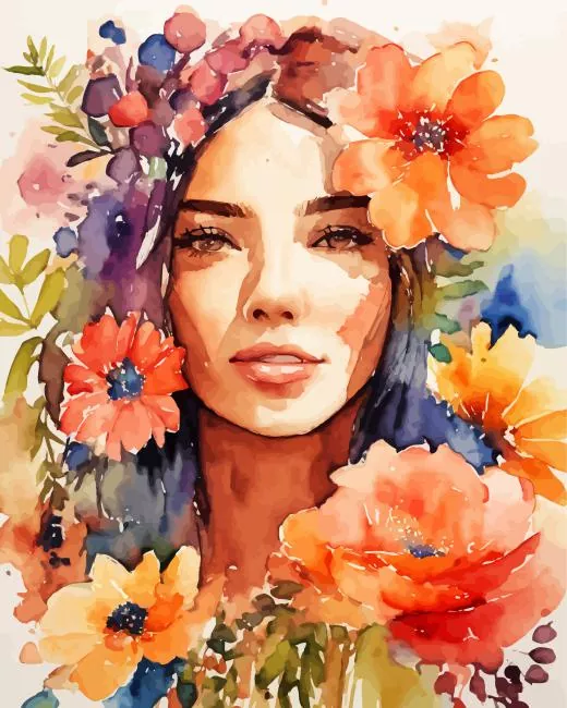 face and flowers art Diamond By Numbers Face And Flowers Art Diamond Painting