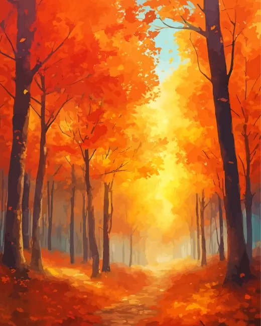 fall forest Diamond With Numbers Fall Forest Diamond Painting