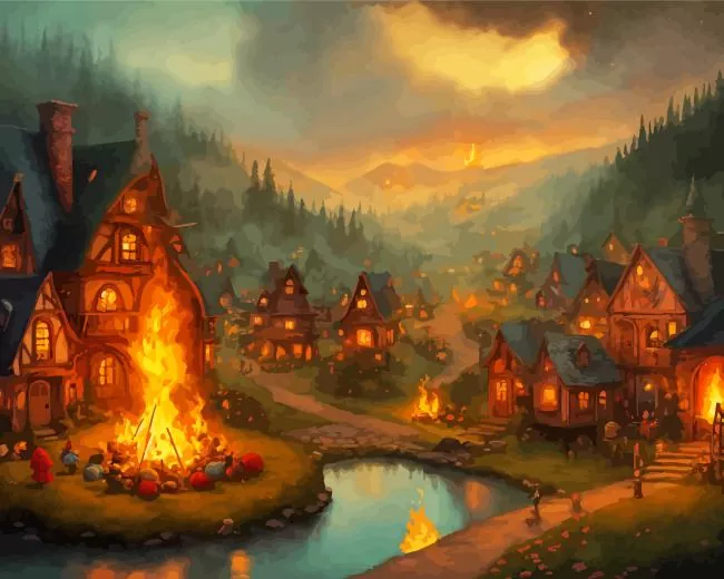 fantasy cabins Diamond With Numbers Fantasy Cabins Diamond Painting