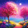 Fantasy Cherry Blossom Landscape Diamond Painting