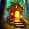 Fantasy Forest Cabin Diamond Painting
