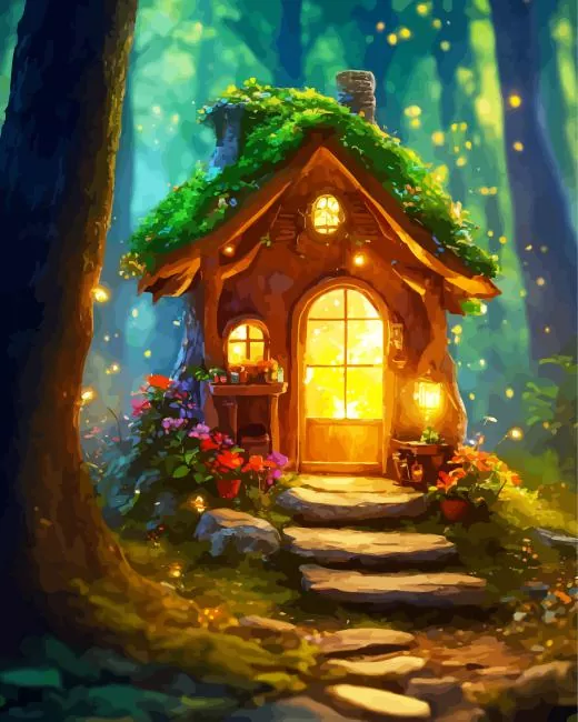 fantasy forest cabin Diamond Paintings Fantasy Forest Cabin Diamond Painting