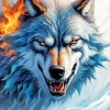 Fire And Ice Wolf Art Diamond Painting