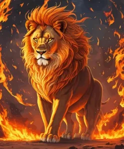 Fire Lion Diamond Painting