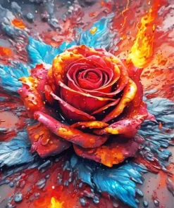 Fire Rose Diamond Painting