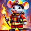 Firefighter Mouse Diamond Painting