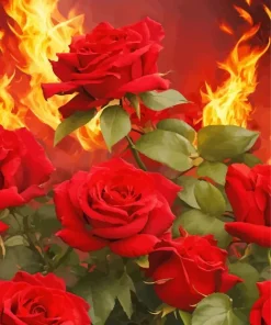 Flames Roses Diamond Painting