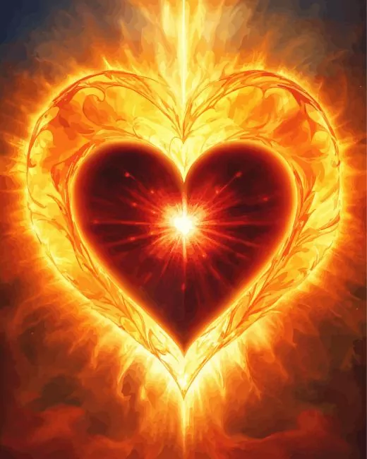 flaming heart art Diamond With Numbers Flaming Heart Art Diamond Painting