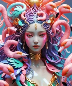 Flamingo Lady Diamond Painting