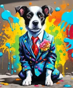 Floral Dog In A Suit Diamond Painting