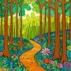 Floral Green Forest Art Diamond Painting