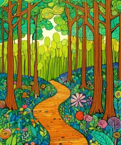 Floral Green Forest Art Diamond Painting