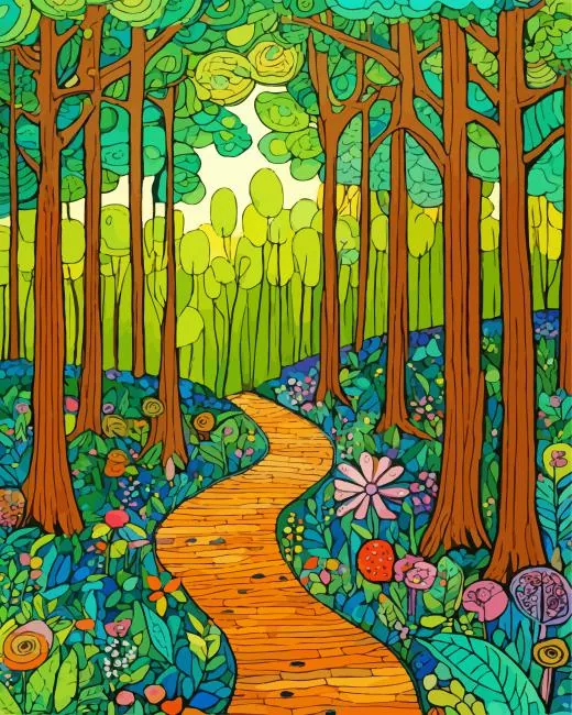 floral green forest art Diamond By Numbers Floral Green Forest Art Diamond Painting