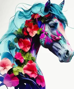 Floral Horse Art Diamond Painting