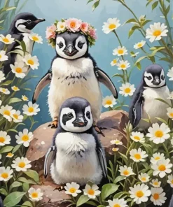 Flower Penguins Diamond Painting