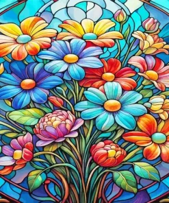 Flower Stained Glass Art Diamond Painting