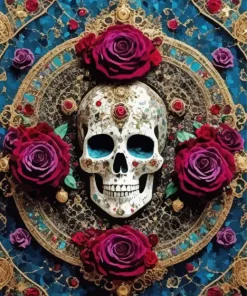 Flowered Skull Art Diamond Painting