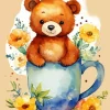 Flowers And Teddy Bear Art Diamond Painting