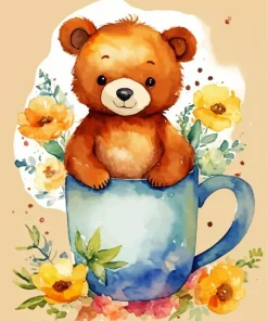 Flowers And Teddy Bear Art Diamond Painting