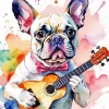 French Bulldog Playing Guitar Diamond Painting