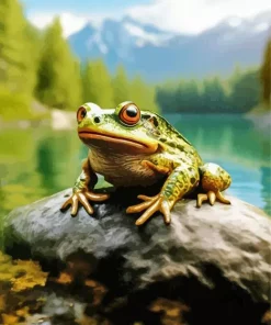 Frog On A Rock Diamond Painting