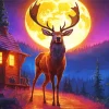 Full Moon Deer Diamond Painting