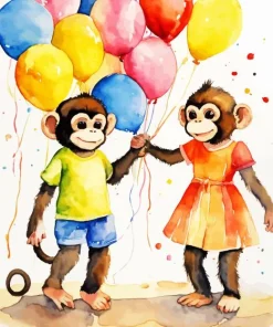 Fun Monkeys And Balloons Diamond Painting
