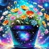 Galaxy Flowers Pot Diamond Painting