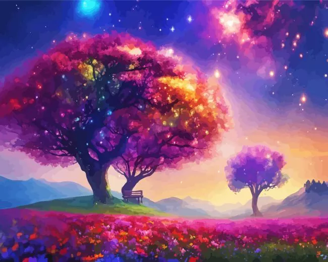 galaxy landscape Diamond With Numbers Galaxy Landscape Diamond Painting