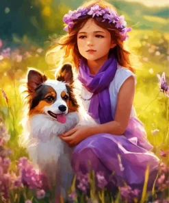 Girl And Dog Diamond Painting