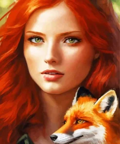 Girl And Fox Art Diamond Painting