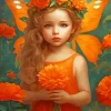 Girl And Orange Flowers Diamond Painting