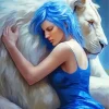 Girl Hugging Lion Diamond Painting