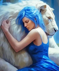 Girl Hugging Lion Diamond Painting