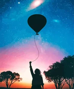 Girl With Balloon Silhouette Diamond Painting