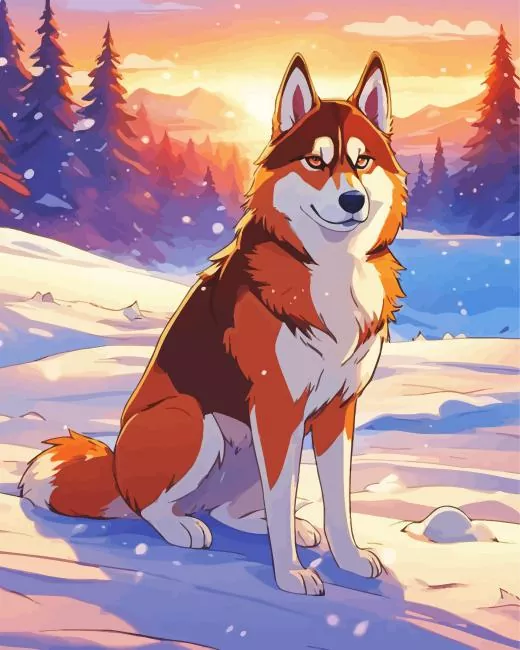 golden brown husky Diamond With Numbers Golden Brown Husky Diamond Painting