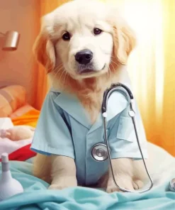 Golden Retriever Nurse Diamond Painting