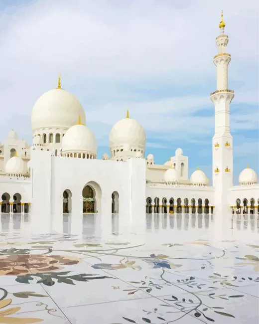 grand bur dubai masjid Diamond With Numbers Grand Bur Dubai Masjid Diamond Painting