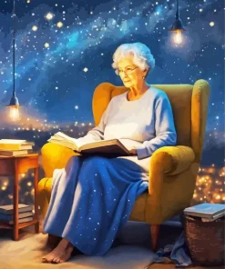 Grandmother Reading A Book Diamond Painting