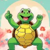 Green Turtle Cartoon Dancing Diamond Painting