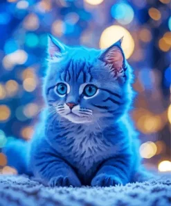 Grey Baby Cat With Blue Eyes Diamond Painting