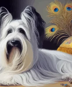 Grey Skye Terrier Dog Diamond Painting