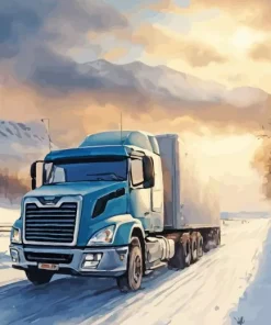Grey Truck In Snow Diamond Painting