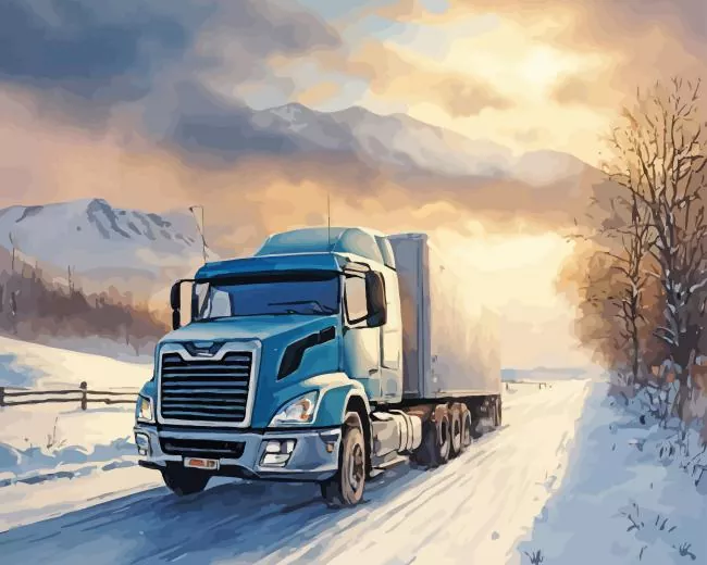 grey truck in snow Diamond By Numbers Grey Truck In Snow Diamond Painting