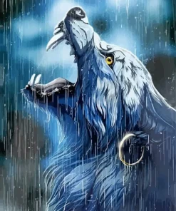Growling White Wolf Diamond Painting