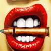 Lips Biting Bullet Diamond Painting